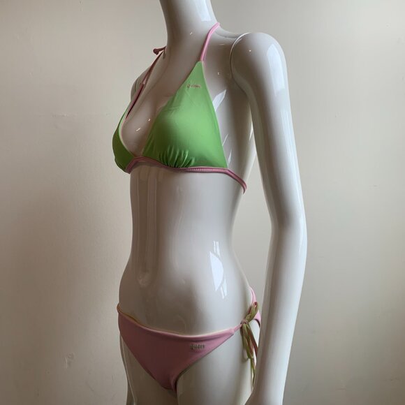Guess lime & light pink solid reversible bikini - Picture 9 of 10